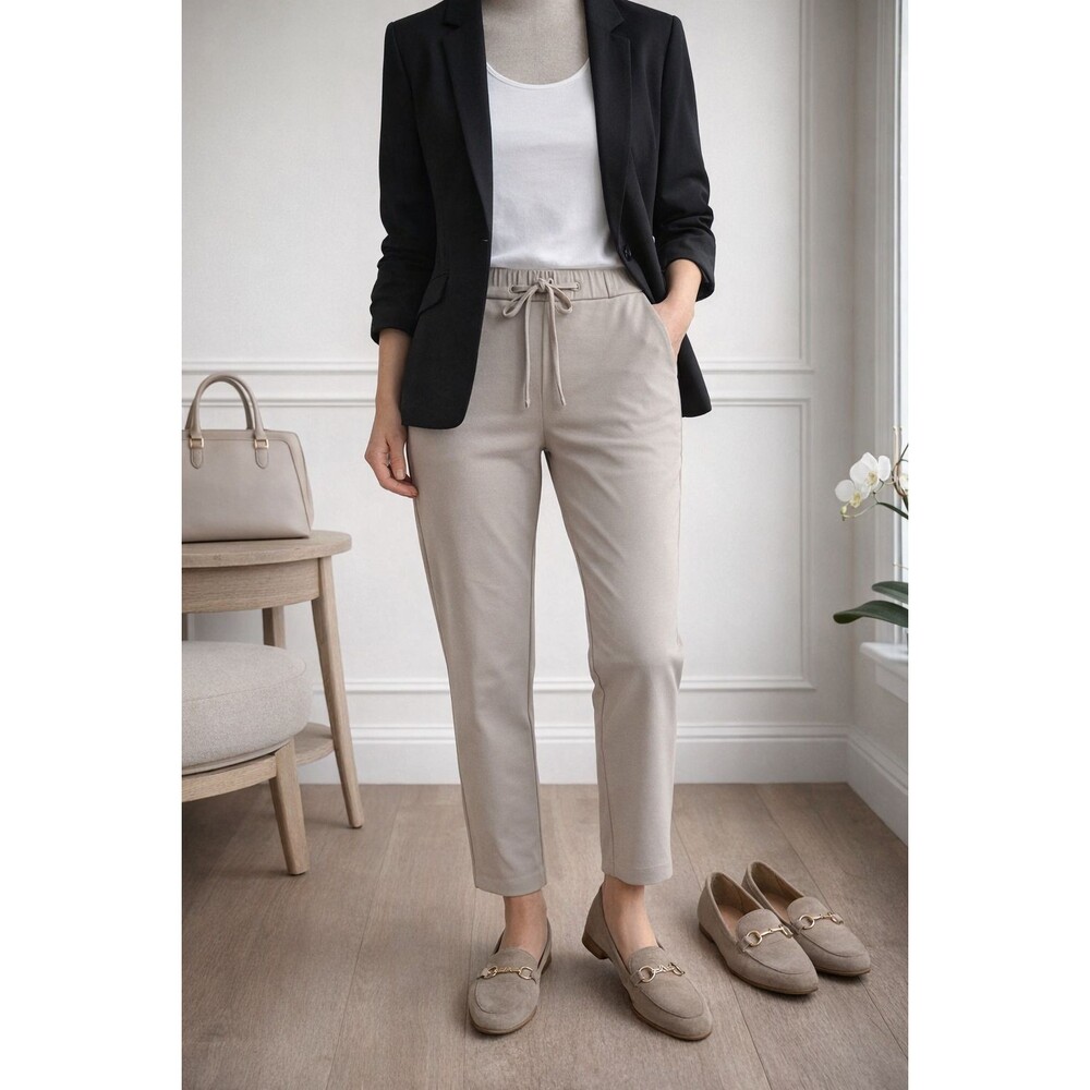 Jules & Leopold Womens 1X Beige Pull On Jogger Pants Stretch Ankle Work